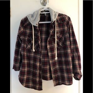 Flannel Button Down with Hood